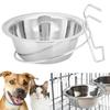 Pet Dog Cat Stainless Steel Hanging Type Bowl Durable Water Food Pot Hanging On Cage with Fixed Bracket
