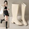 Сапоги женские выше колена 2024 новые мягкие кожаные толстые каблуки тонкие высокие сапоги осень и зима британский стиль высокие каблуки рыцарские сапоги для женщин