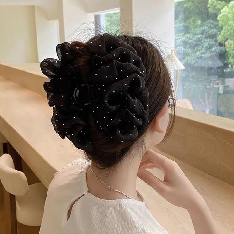 Summer Sweet Mesh Tulle Star Bubble Hair Claw Clips For Women Solid Ponytail Clip Headdress Accessories