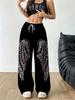 Ladies' wide leg pants, drawstring waist bag style casual versatile wide leg pants, suitable for daily wear
