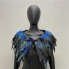 Yousheng Women Shawl Gothic Style Feather Cape Scarf Shoulder Shawl Carnival Costume Handmade Vintage Shawl with Adjustable Satin Tie