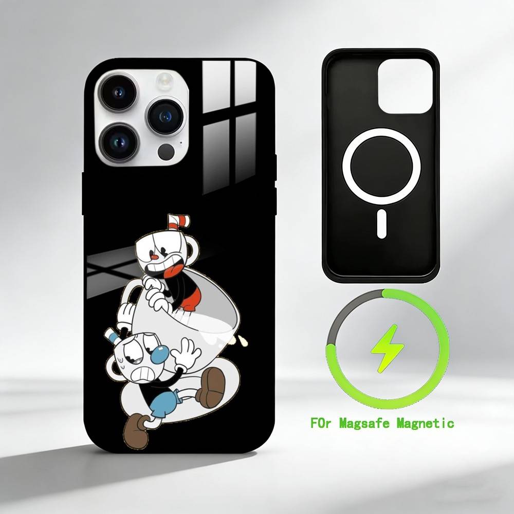 C-Cuphead Phone Case For iPhone 17 16 15 14 13 12 Pro Max Plus for Mirror Wireless Magnetic Cover