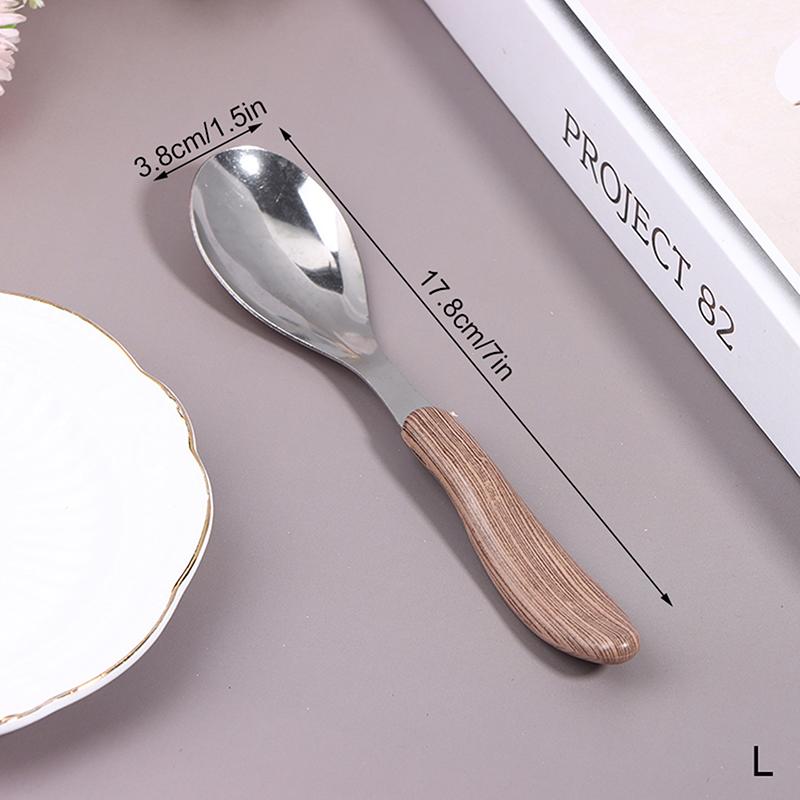 1 шт. Столовые приборы из нержавеющей стали с имитацией деревянной ручки, западная посуда, десертная ложка для супа, посуда для бара и ресторана западной кухни