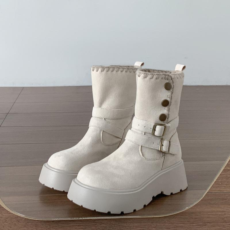 Винтажные туфли на толстой платформе, женские ботильоны до щиколотки, модные туфли с ремешком и пряжкой, обувь для увеличения роста, осенне-зимние женские короткие ботильоны