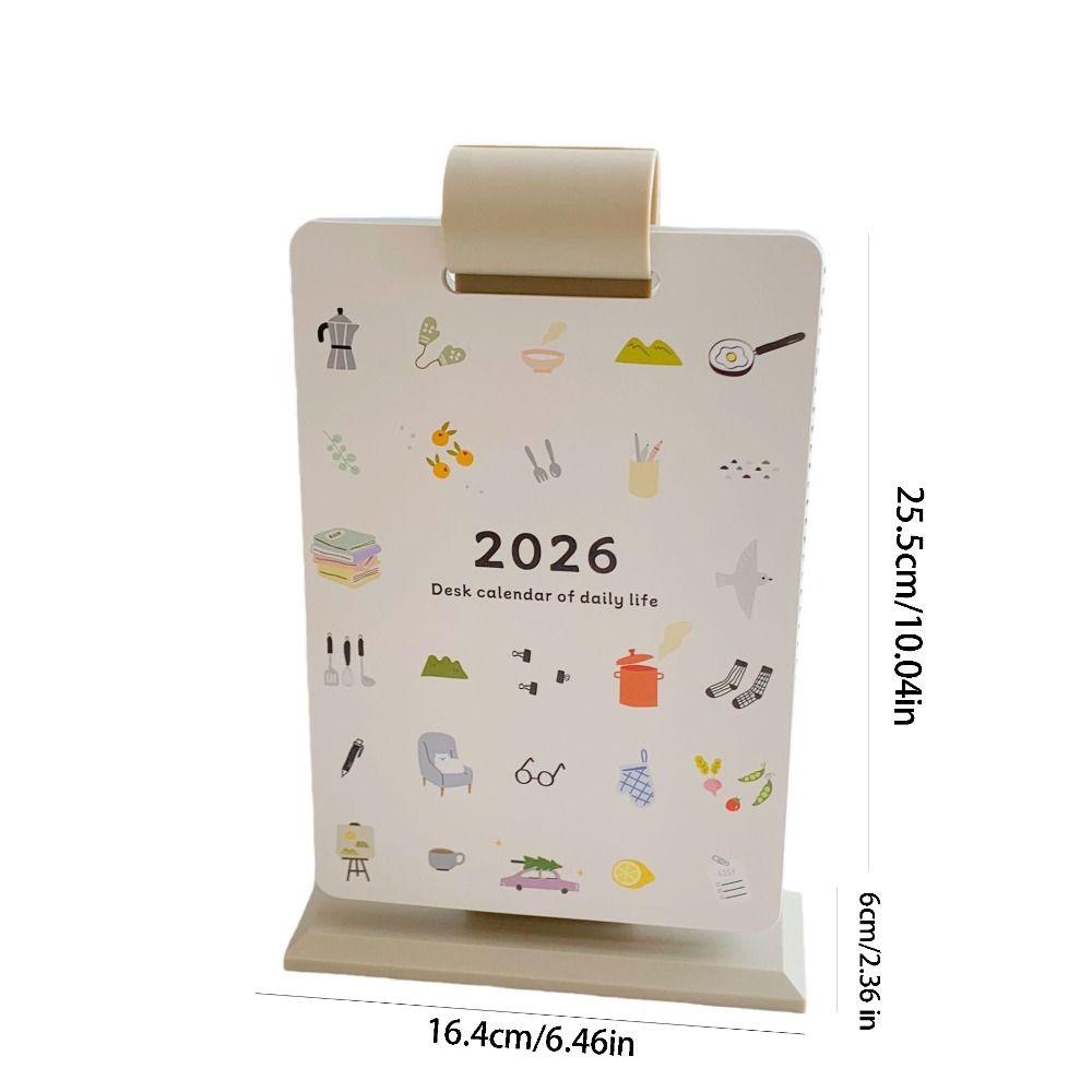 Cartoon Cartoon Desk Planner Page Flipping 2026 Cute Student Calendar 2026 Desk Calendar Office