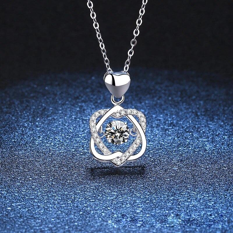 Настоящее ожерелье из муассанита GRA 0,5 карата для женщин, стерлинговое серебро S925, сверкающий бриллиант, кулон с бьющимся сердцем, ювелирные изделия