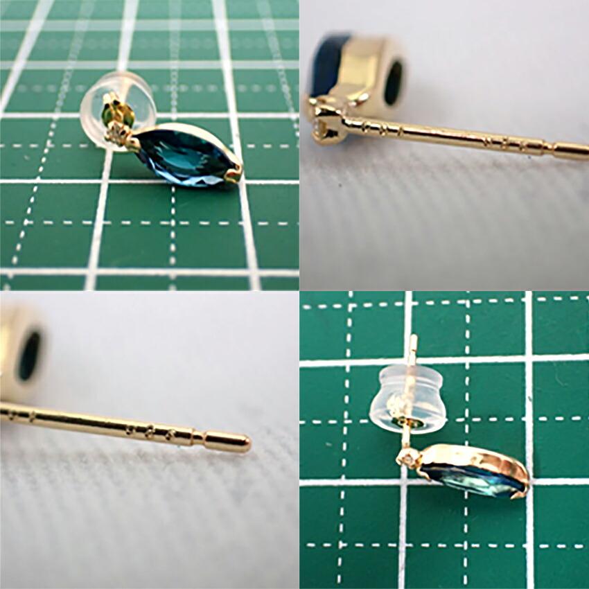 [New] K18 London Blue Topaz Diamond Marquise Earrings [i6-2]