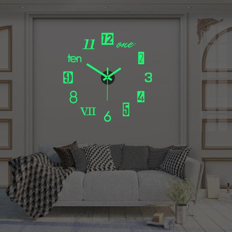 Creative Luminous, Simple and Silent Wall Clock, Three-dimensional Decorative Clock, Acrylic Digital Clock, Mirror Wall Sticker Clock