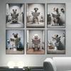 Dogs Reading Newspapers On The Toilet Posters Rottweiler Doberman Poodle Canvas Painting Bathroom Wall Art Picture Home Decor