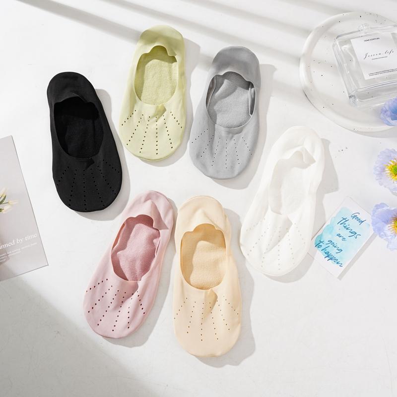 Женские дышащие носки из ледяного шелка с низким вырезом, противоскользящие летние тонкие невидимые носки-лодочки