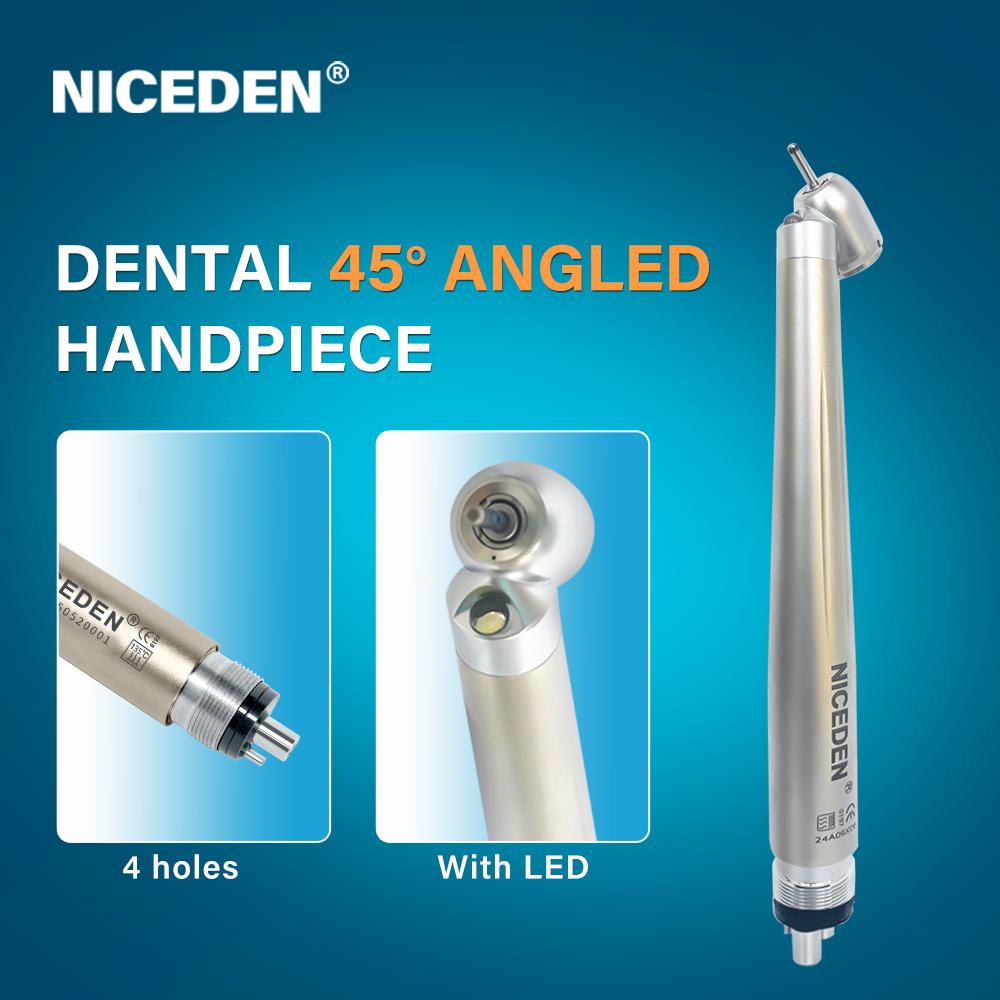 Niceden Стоматологический 45-градусный светодиодный высокоскоростной наконечник с электрогенератором, интегрированный маленький наконечник с кнопкой, одинарный распылитель воды