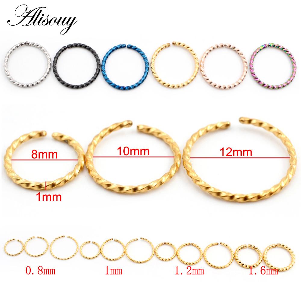 Alisouy 1 шт. 0,8/1/1,2/1,6 мм тонкое носовое кольцо септум глик ноздря лабрет пирсинг губы хрящ клипса из нержавеющей стали серьги-кольца