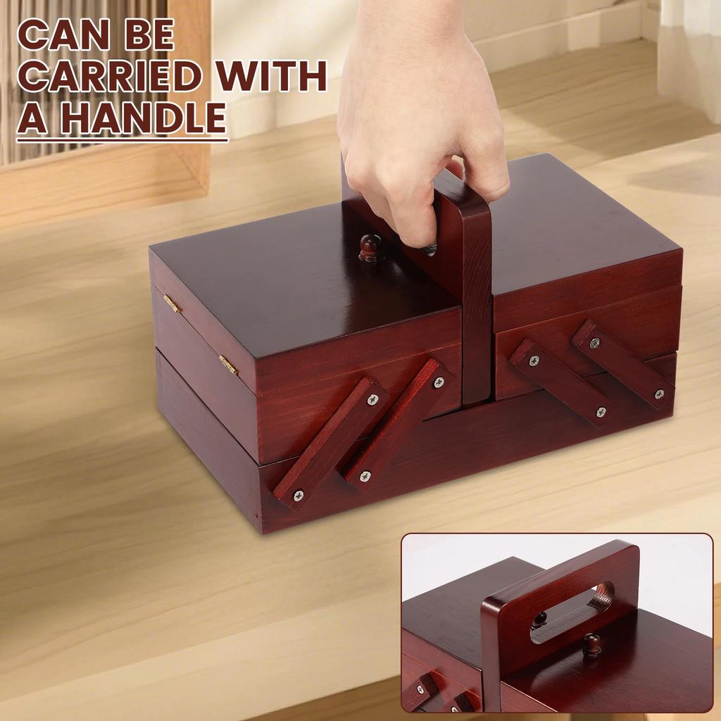 Расширяемый деревянный ящик для швейных ниток, винтажные катушки, пустая корзина для швейных катушек с ручкой, чехол для хранения игл и ниток, инструменты для рукоделия