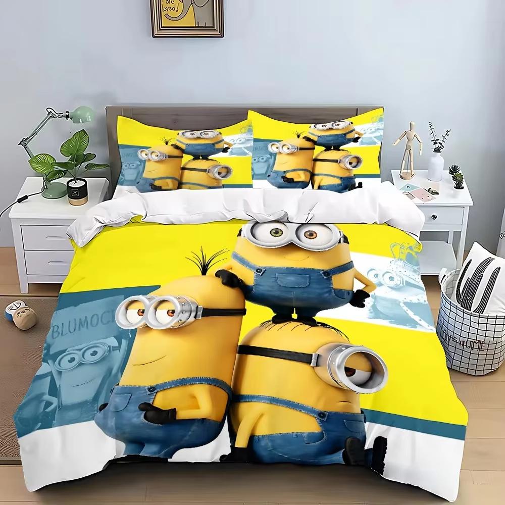 Домашний Аниме M-Minions 3D Цифровая Печать Комплект Постельного Белья, Мультяшная Пододеяльник и Наволочки 75*50 для Взрослых и Детей Роскошные Подарки