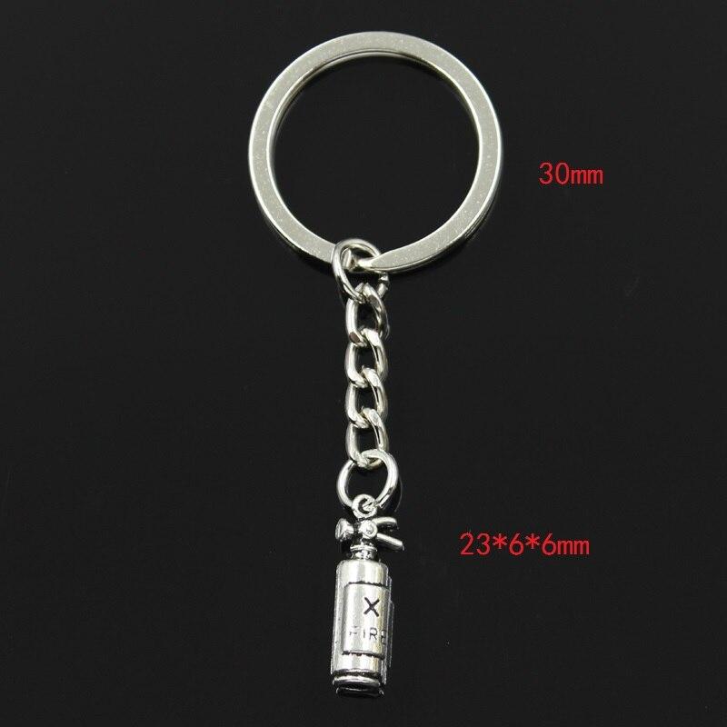 Fashion 30mm Key Ring Metal Key Chain Keychain Jewelry Antique Bronze Fire Extinguisher Fireman 23x6x6mm Pendant