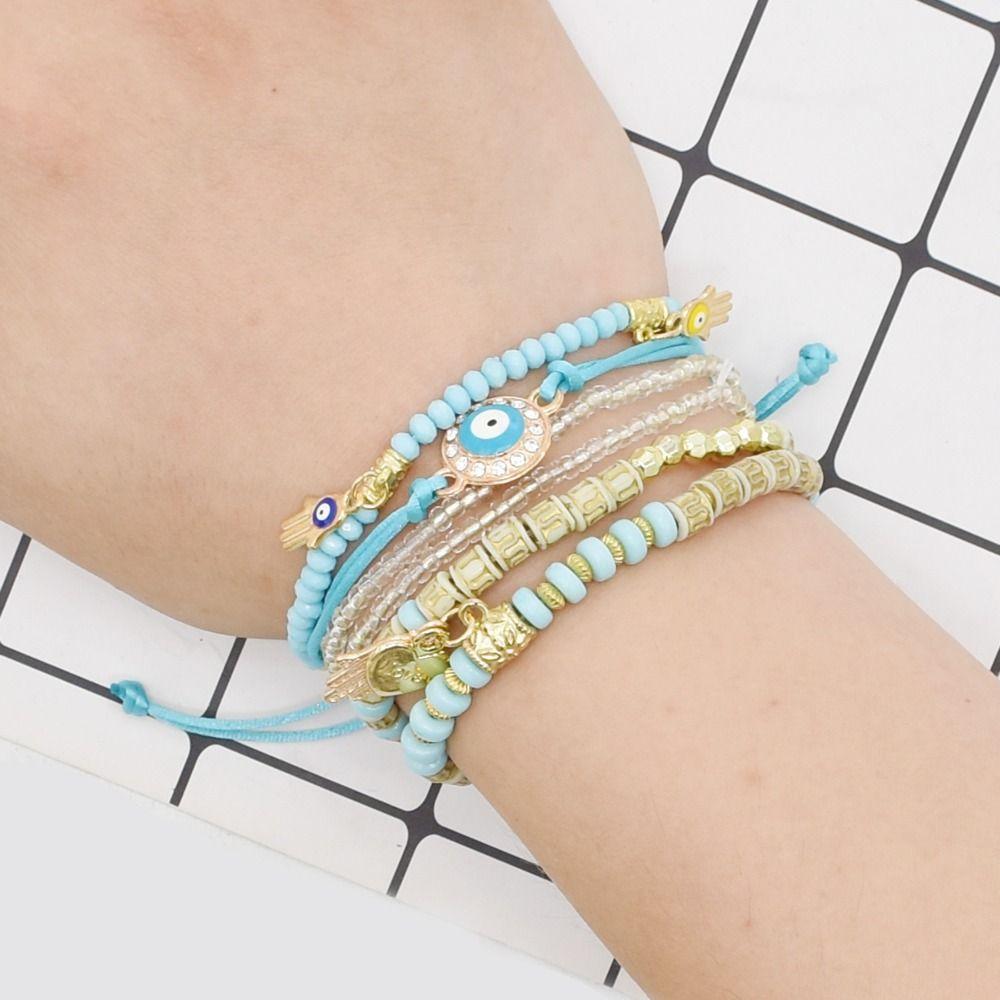 Day Present Demon Eye Woven String Rope Stack Bracelet Couple Hand Rope Bohemia Handmade Bracelet