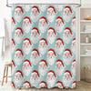 Pattern Christmas Santa Claus Red Hat Shower Curtain for Bathroom Decor Home Decoration in Blue with White Beards Custom Size Av