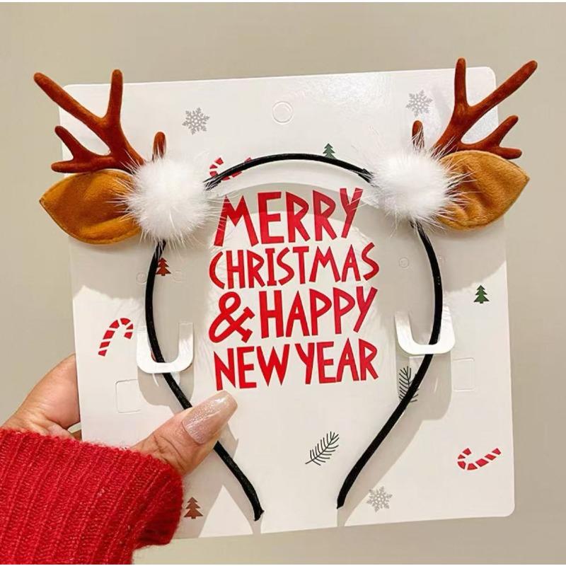 Рождественская повязка на голову рождественский колокольчик из рога лося с блестками рождественская повязка для волос с новым годом реквизит для фотосессии веселый рождественский декор подарки для детей