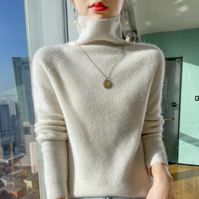 Women's Cashmere Sweater Thickened Qinghe Cashmere 30% Cashmere 70% Wool Women's Autumn and Winter Cashmere Pullover Soft and Warm