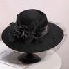 Veil Black Women Winter Fedora 100% Australian Wool Cloche Hats Female Wide Brim Felt Hat Ladies Bowknot For Church Caps 56-58Cm