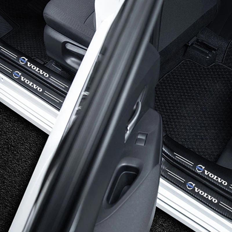 5Pcs Car Logo Threshold Stickers Door Sill Protector Anti Scratch For Volvo XC90 V90 V60 XC60 V40 S80 S60 S90 C40 XC40 V70 XC70