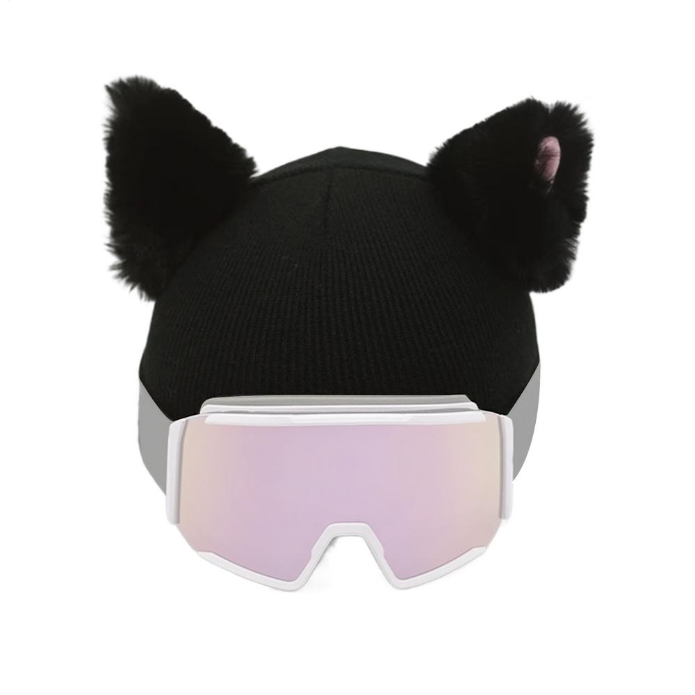 Cute Cat Ear Plush Helmet Cover Fuzzy Decorative Protector for Winter Sports Skiing Skating, Warm & Adorable Headgear Accessory