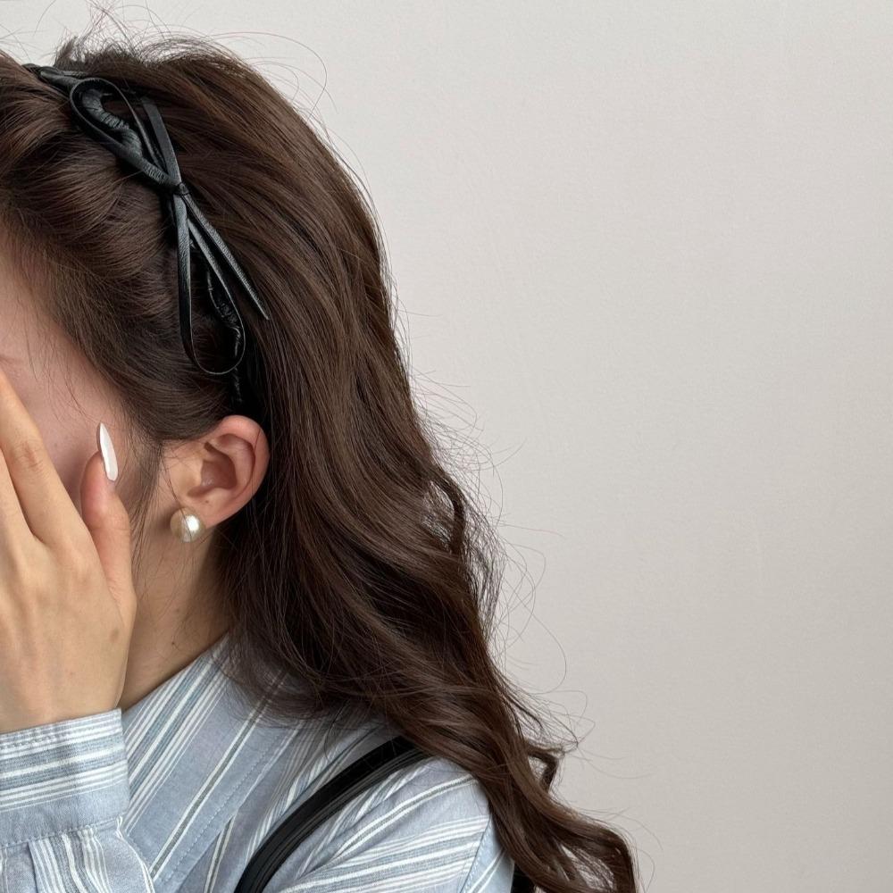 U-образная Волнистая Повязка на Волосы Тонкая Повязка из Искусственной Кожи Ретро Повязка на Голову с Бантом Девочка/Женщина