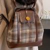 Шерстяная клетчатая сумка большой вместимости женская осень-зима 2025 новая трендовая ретро сумка-тоут универсальный повседневный рюкзак