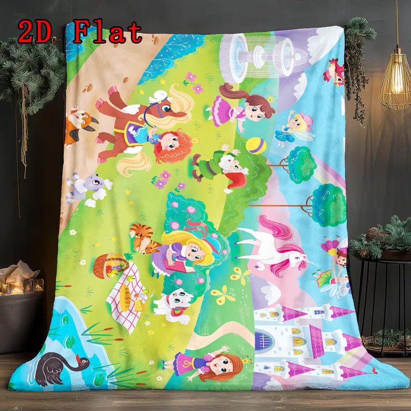 Castle Garden 2D Flat Pattern Flannel Blanket High quality All Seasons Warmth and Comfort Perfect for Christmas Gifts.MMT0918360