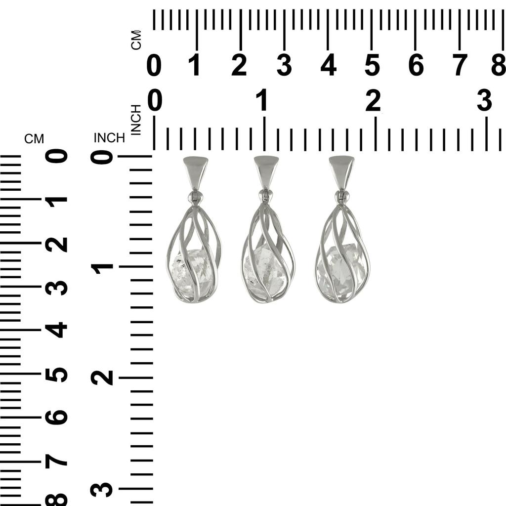 Starborn Красивый прозрачный сверкающий кулон из геркимерского кристалла в спиральной серебряной корзинке/Неполированный/Необработанный/Стерлинговый (Серебро 925 пробы)