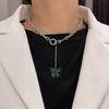 Blue and Black Butterfly Temperament Necklace Female Ins Hip Hop Retro Cold Wind Collarbone Chain Niche Design Accessories
