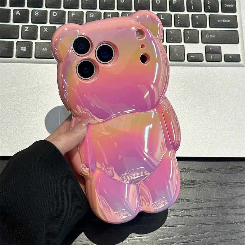 Набор цветных чехлов для iPhone 14/13/12/11 Apple PROMAX с изображением агрессивного мишки