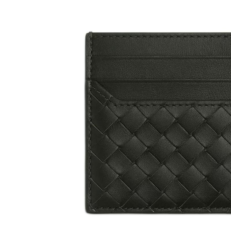 Bottega Veneta Плетеный Держатель для карт из телячьей кожи Мужской Держатель для карт Темно-зеленый 817397V4LQ13009