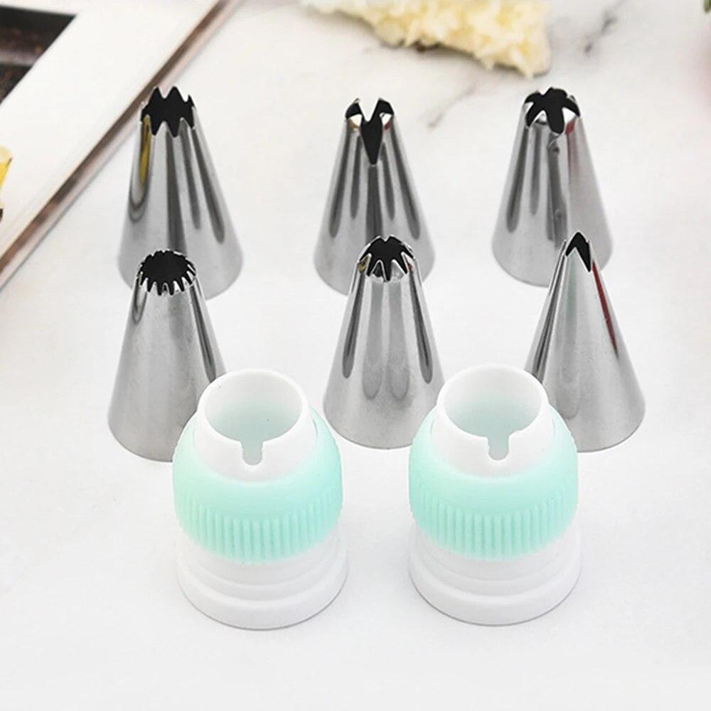 Set(15PCS) Stainless Steel Decorative Nozzle Set Plastic Scraper Flower Bag Cream Spatula Household Baking Tools