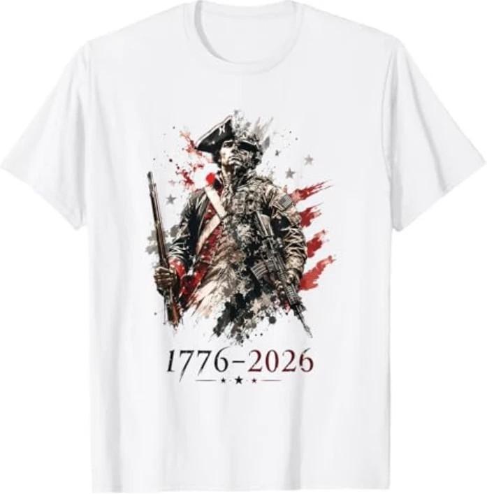 1776-2026 Patriotic Soldier 250th Anniversary 4th July T-Shirt S-5XL D3601