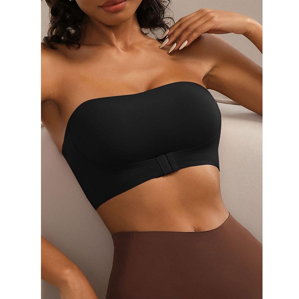 Бюстгальтер без бретелек для женщин с застежкой спереди, бесшовный бюстгальтер Push Up Tube Top, женское нижнее белье