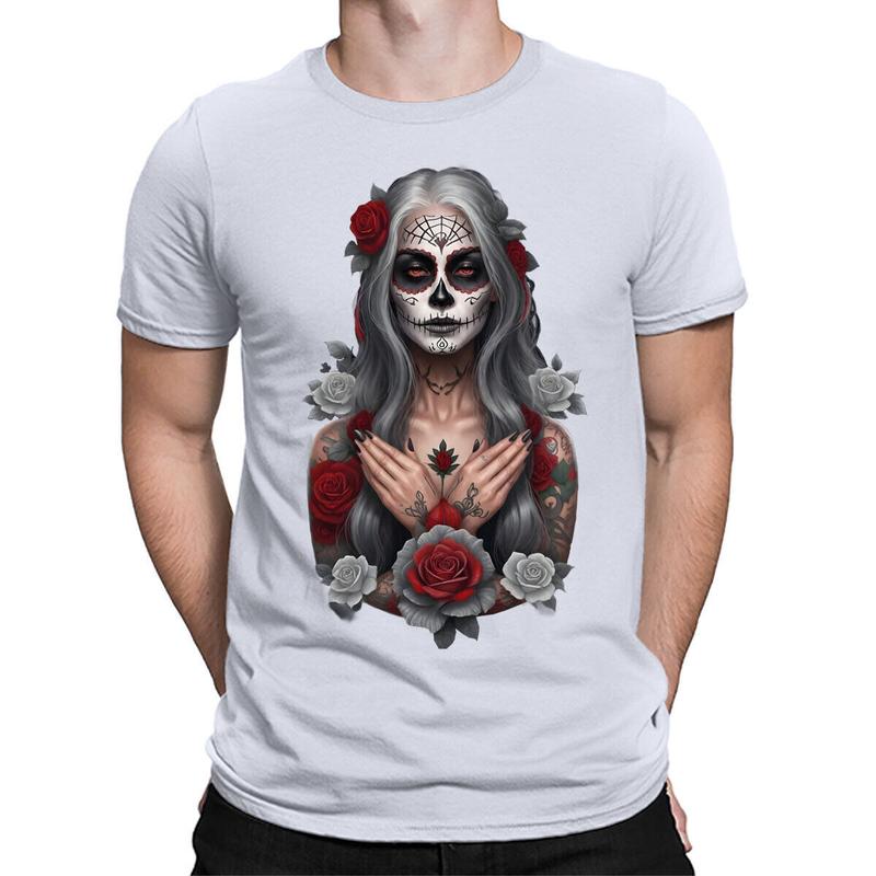Day Of the Dead Peace Unisex T-Shirt Tattoo Mexican Sugar Skull Goth Rock