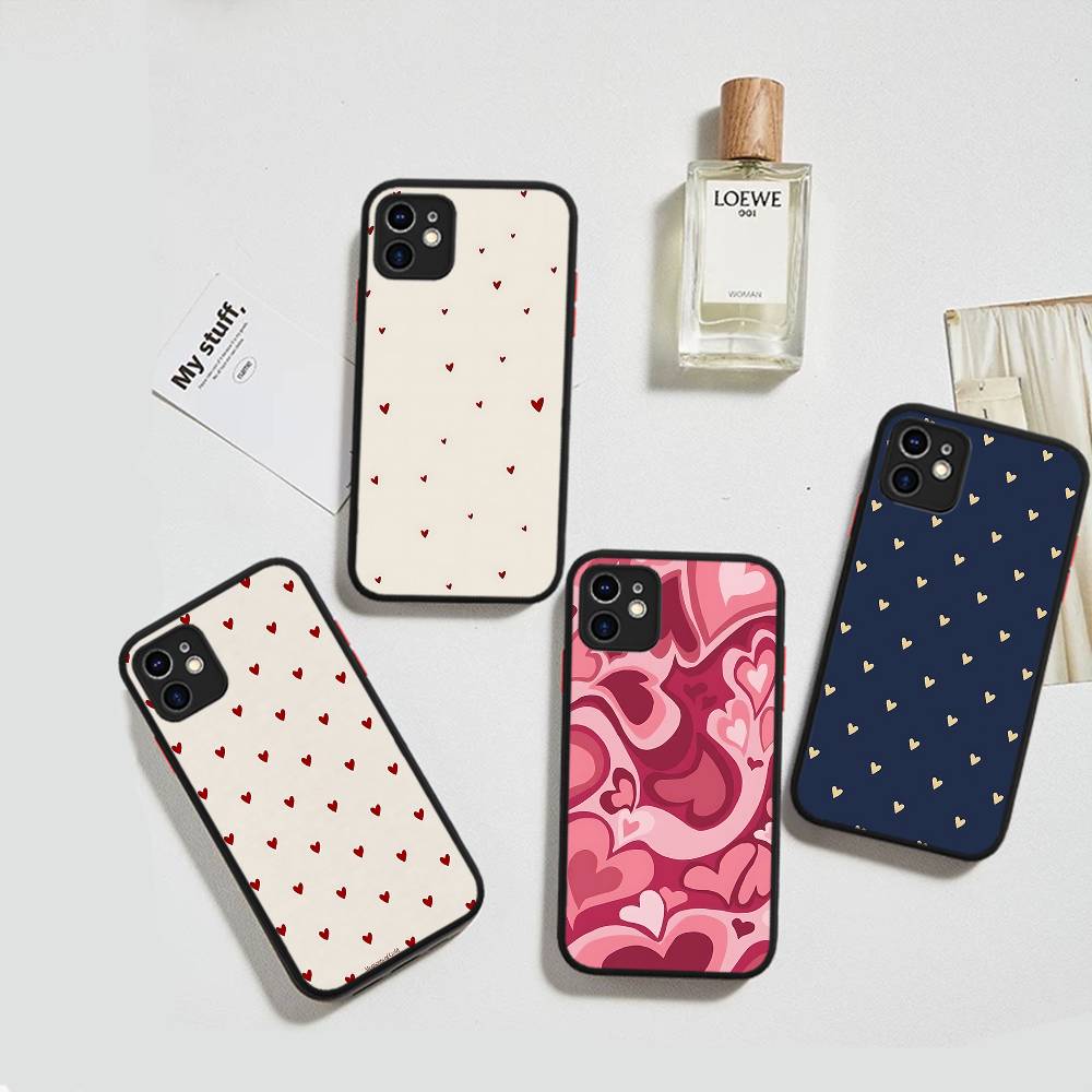 Милый Силиконовый Чехол Сердце Любви Для IPhone 16 15 14 13 12 11 Pro Max Plus X XS MAX Ударопрочный Матовый Чехол