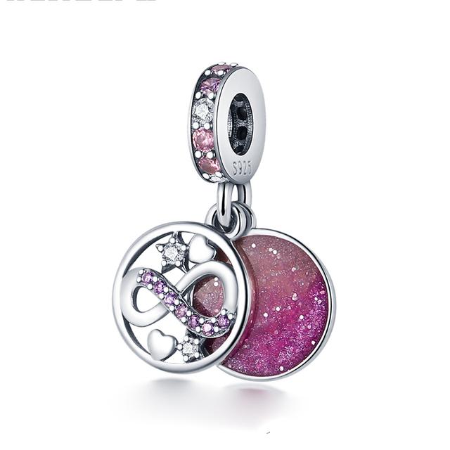 925 Серебряный Шарм Подходит для Любителей Шарма Серии Любовь Браслет Ожерелье Брелок Женские Ювелирные Изделия Diy