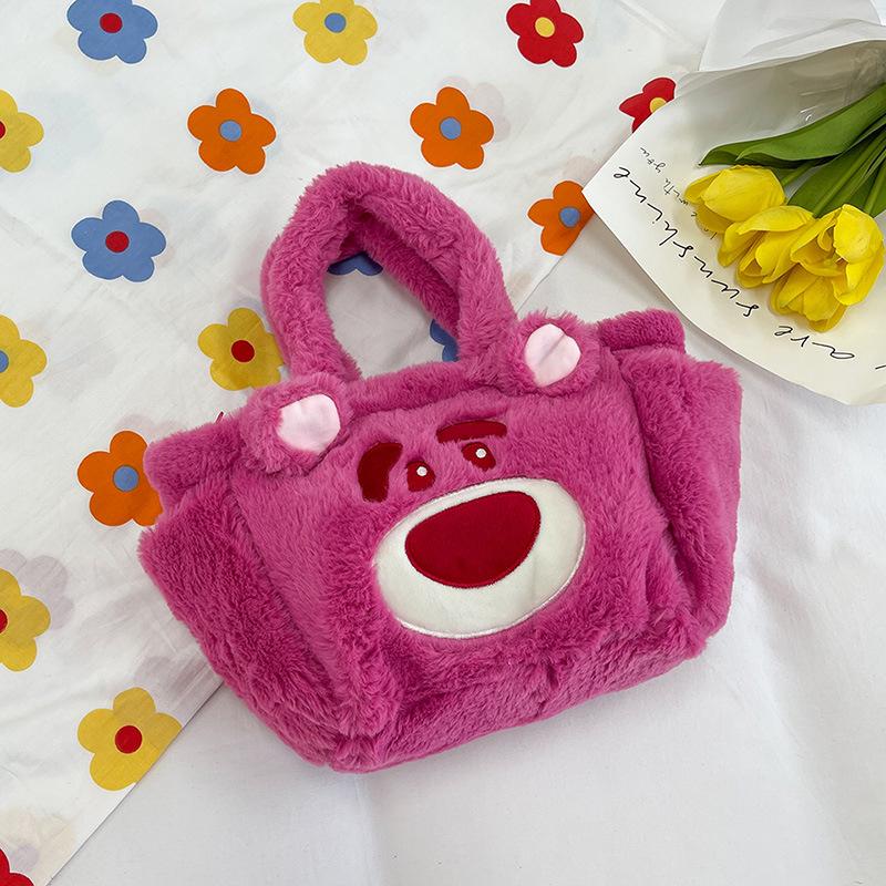 Cute plush bag new cartoon student handheld bento bag girl heart grab machine doll toy bag