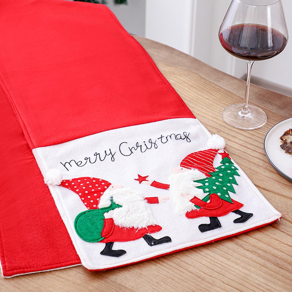 Christmas Table Runner Christmas Embroidered Santa Claus Tablecloth Xmas Placemat Decoration for Entrance Table and