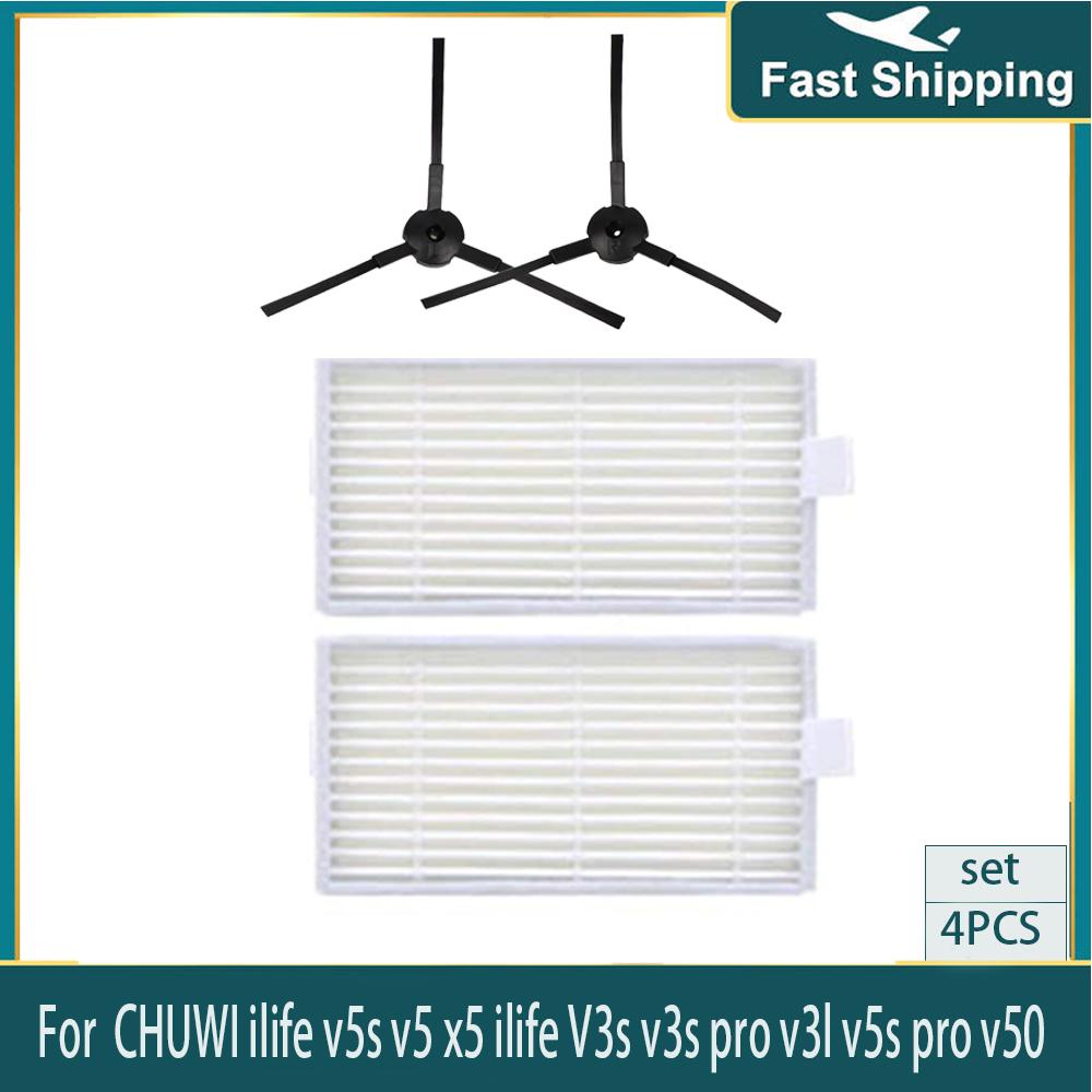Side Brush HEPA Filter Kit for  ilife v5s v5 x5 ilife V3s v3s pro v3l v5s pro v50 Robot Vacuum Cleaner Panda x500