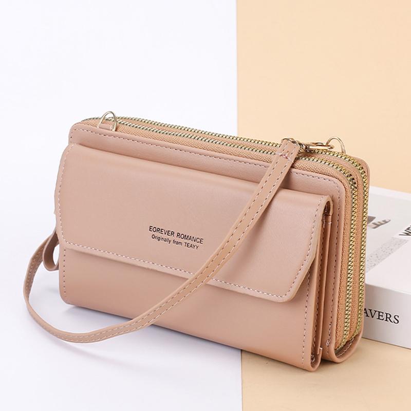 Женская сумка-мессенджер, большая вместительная сумка для мобильного телефона, модная сумка на плечо с двойной молнией, сумка для мобильного телефона