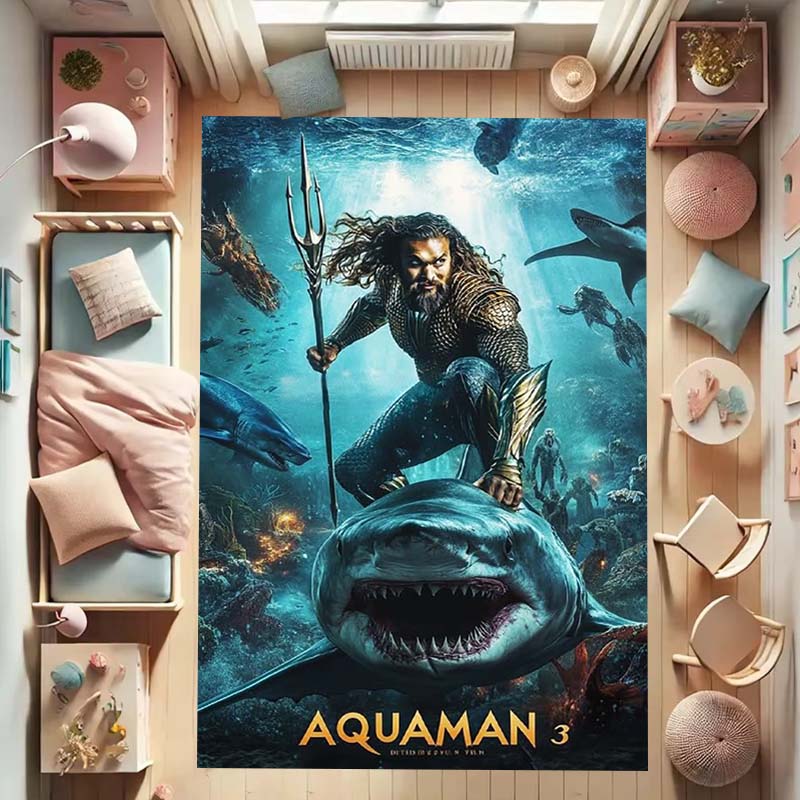 Aquaman fantasy movie rug, suitable for bedrooms, living rooms, and sofa décor; large children's play rug.