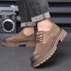 British Style Men's Leather Comfortable Work Shoes Fashionable Classic Lace Up Big Toe Leather Shoes Thick Soles Non Slip Shoes