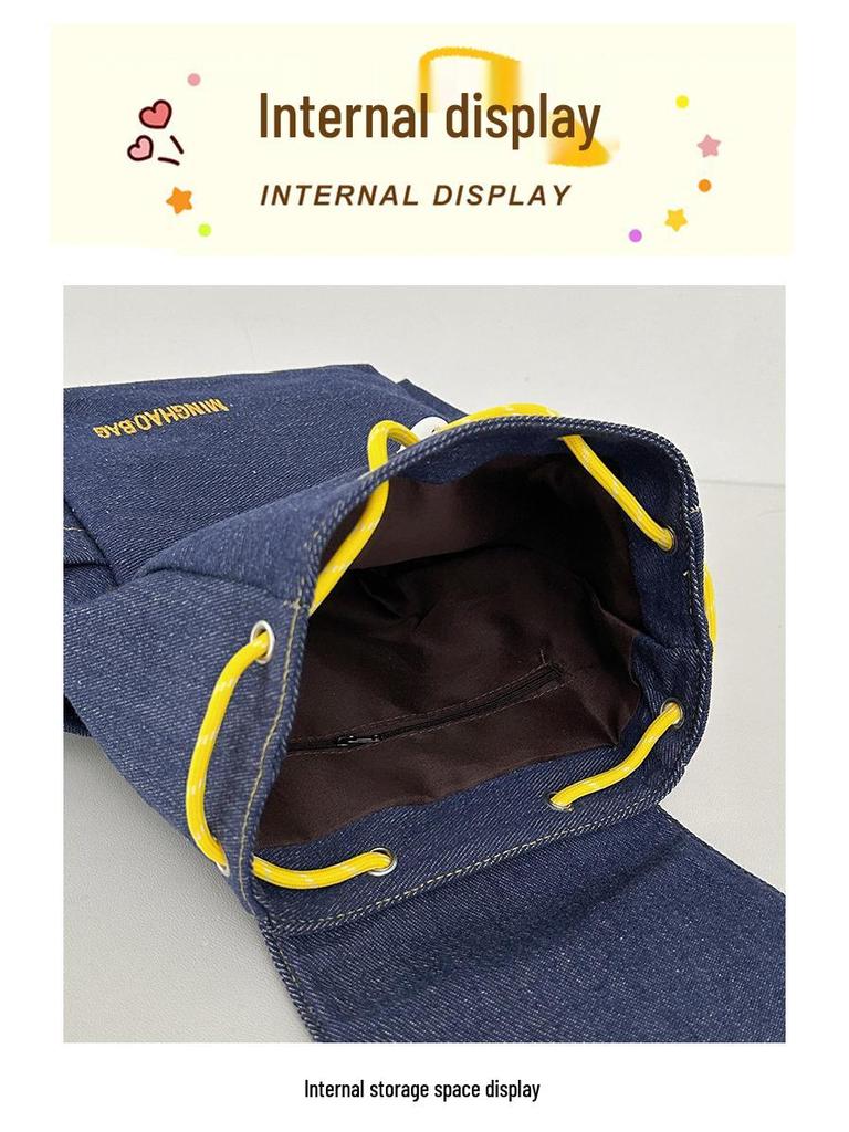 Wish Женский износостойкий джинсовый рюкзак на шнурке - Суперлегкий, большой вместимости, сумка на двух плечах для студентов