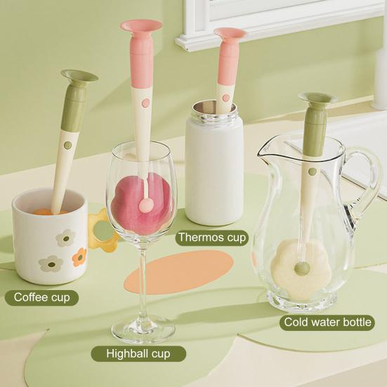 Щетка для чистки с основанием на присоске, съемная губка в форме цветка, функции «три в одном», многофункциональная щетка для чистки