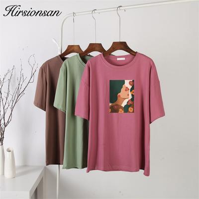 Hirsionsan Harajuku футболка с абстрактным графическим принтом, женская летняя хлопковая футболка с короткими рукавами, повседневный пуловер большого размера, топы