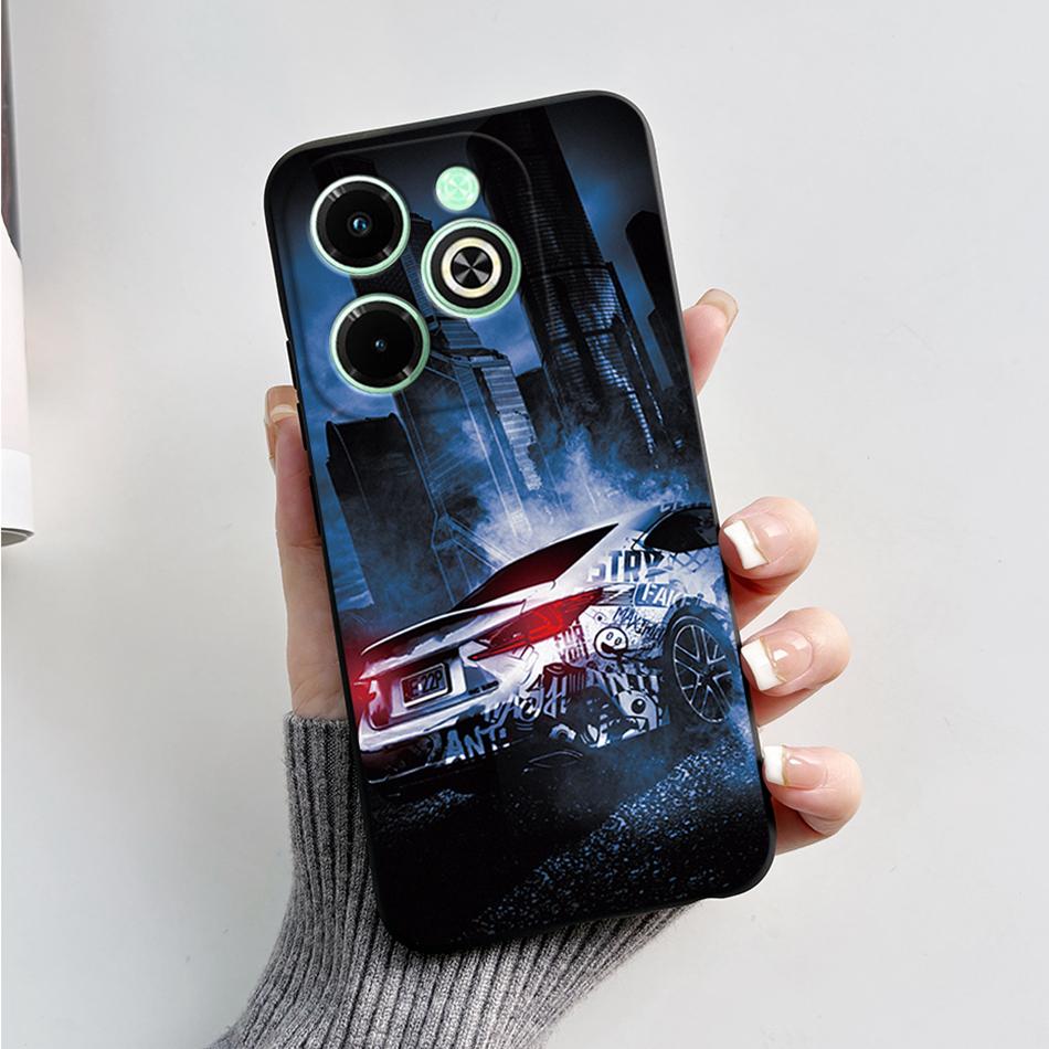 Чехол для Infinix Hot 40i Hot40i Модный Мраморный Черный Силиконовый Мягкий Чехол для Телефона Для Infinix Hot 40i 40 i X6528B Задняя Крышка Fundas