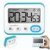 Large Screen Digital Timer with Magnetic, Silent Stopwatch, 12/24 Hour Digital Clock, Kitchen Alarm (Light Blue)